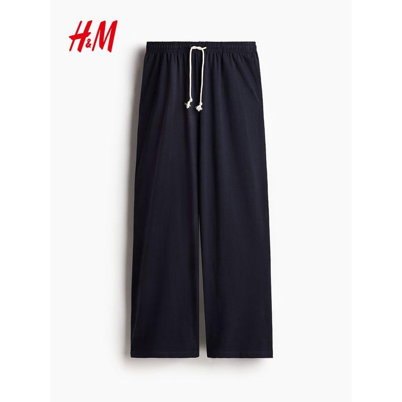 HM Ubrania Damskie Spodnie Casualowe Lato 2025 Nowe Proste Modne Temperament Wypoczynek Szeroka Nogawka Joggersy 1292508
