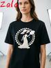 Pearl Diamond Jewelry Design Printed Women's T-shirt Casual Round Neck Short Sleeved Tee Urban Style Summer Women's Clothing Top