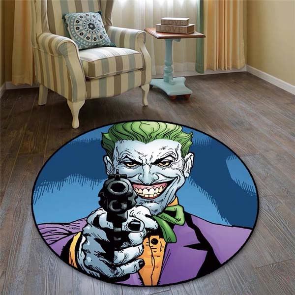 Horror Movie Character Joker Pattern Round Carpet Area Rug Nordic 3D Joker Clown Carpet Cartoon Carpet Dining Room Decor