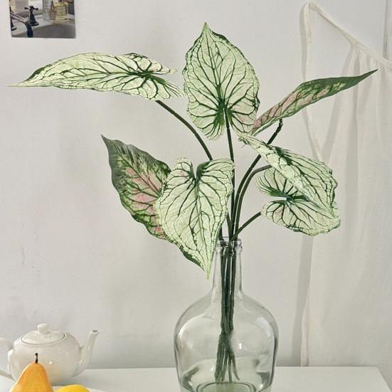 Artificial Alocasia Leaf Faux Greenery Plants Stem Realistic Fake Tropical Leaves for DIY Wedding Centerpiece Flower Arrangement Home Vase Decor