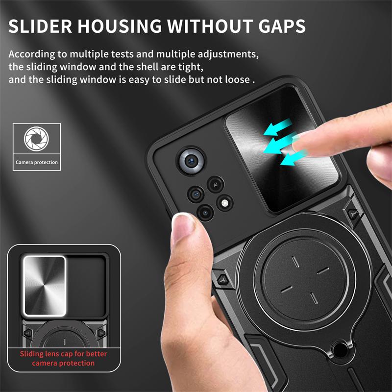 Case For Motorola Moto Edge 60 50 Pro Fusion 40 30 Neo Pro G15 G84 G54 Magnetic Rota Camera Slide Protector Ring 360 Stand Cover