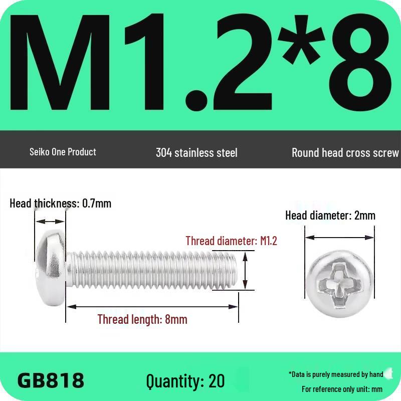 Phillips Pan Head Machine Screws, 304 Stainless Steel, Sizes M1-M10