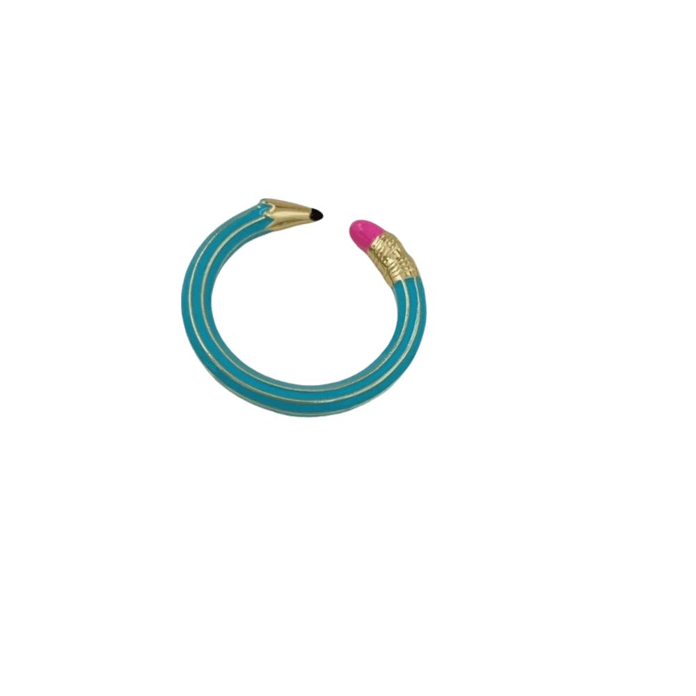 Zinc Zinc Alloy Pencil Shaped Open Ring Funny Finger Ring Casual Colorful Enamel Ring Commute синий