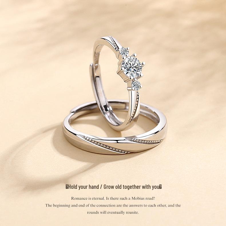 Tichiya S925 Sterling Silver Couple Rings - Love At First Sight, Niche Design, High-End Feel