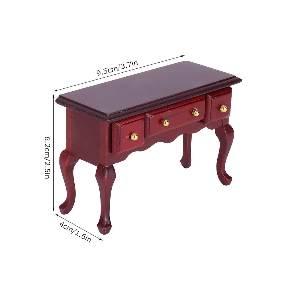 1:12 Dollhouse Miniature Desk, Mini Wooden Dollhouse Table Furnishings Accessories, 9.5 X 6.3 X 4cm/3.7 X 2.5 X 1.6in