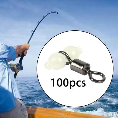 100 Pieces Cross Line Fishing Swivels Connectors Luminous Swivel Snap for Catfish Rig