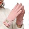 Women's Winter Touchscreen Fleece-Lined Gloves: Windproof, Frostproof, Cute Suede Design for Cold Protection