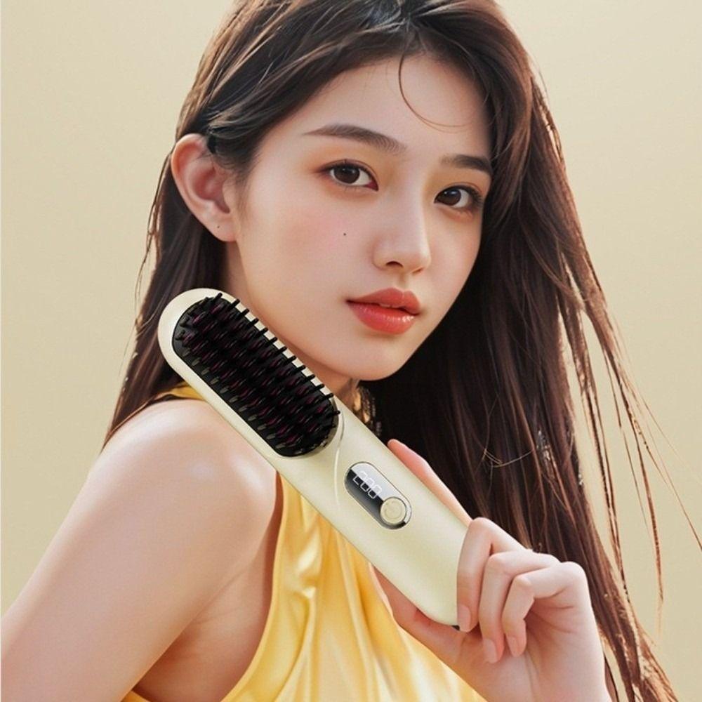 Curly/straight Hair Dual Use Electric Straightening Comb Ion Thermal Comb  for Smoother Hair