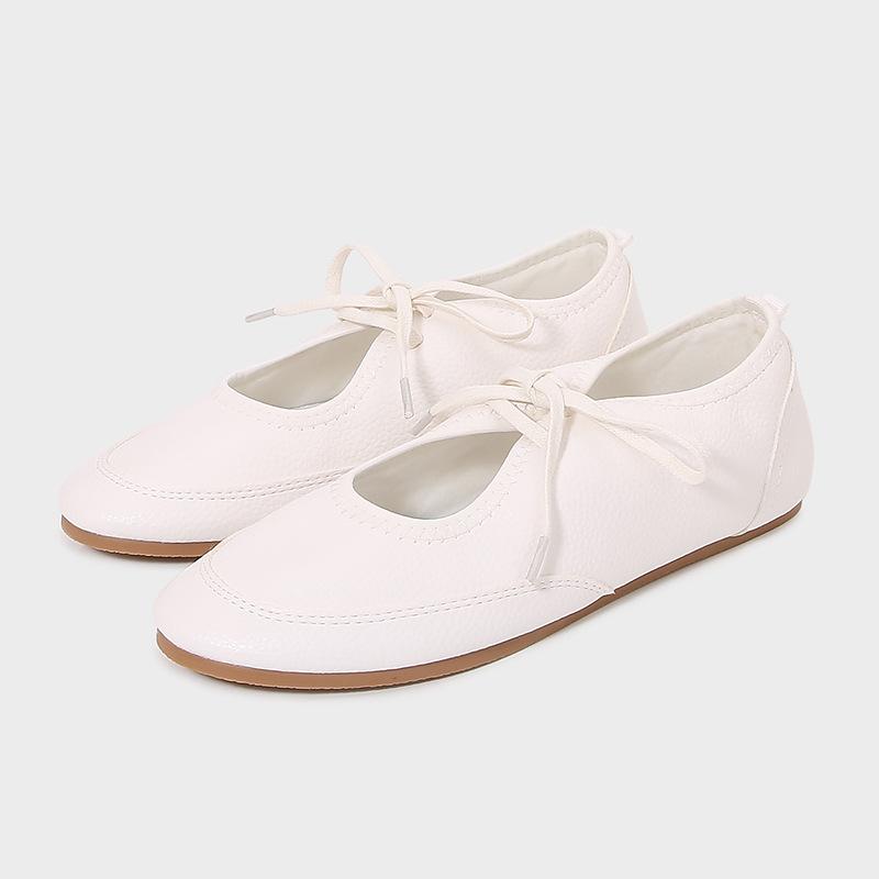 Fashion Fashion Black Lace Up Brand Ballet Flats Women High Quality Satin Mary Jane Shoes Comfortable Round Toe Shallow Casual Shoes