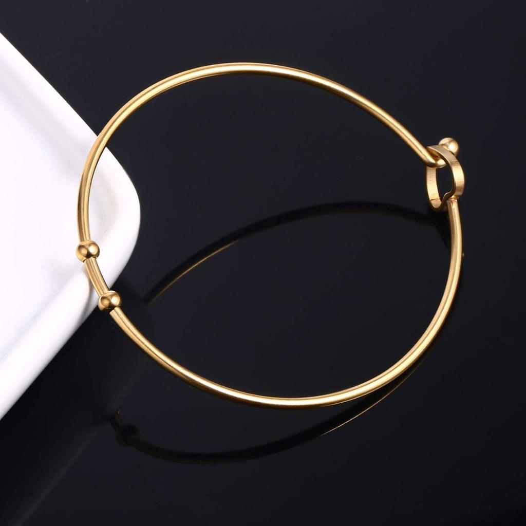 ALEXCRAFT Wholesale 6PCS 14K Gold Stainless Steel Bracelet Bangle Open Blank Wire Charm Bangle Bulk for Jewelry Making