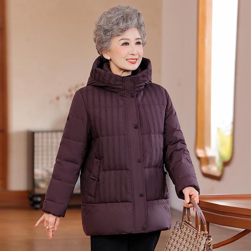 

2025 Chinese Style Women s Down Jacket: Warm Winter Coat for Middle-Aged and Elderly 4XL