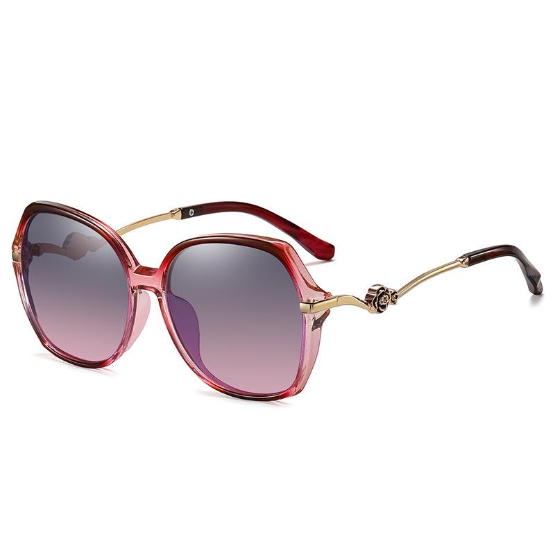 Polarisierte Sonnenbrille mit großem Rahmen, Farbwechsel-Sonnenbrille für Damen, modische Metallbrille