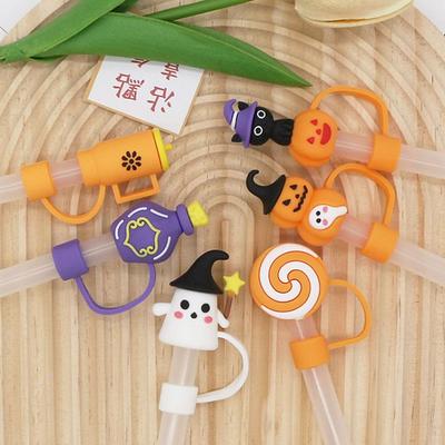 10mm Nouveau BouchonHalloween Paille Silicone Réutilisable Embouts de Paille Couvercle Anti-éclaboussures Accessoires pour Pailles Bouchons de Paille