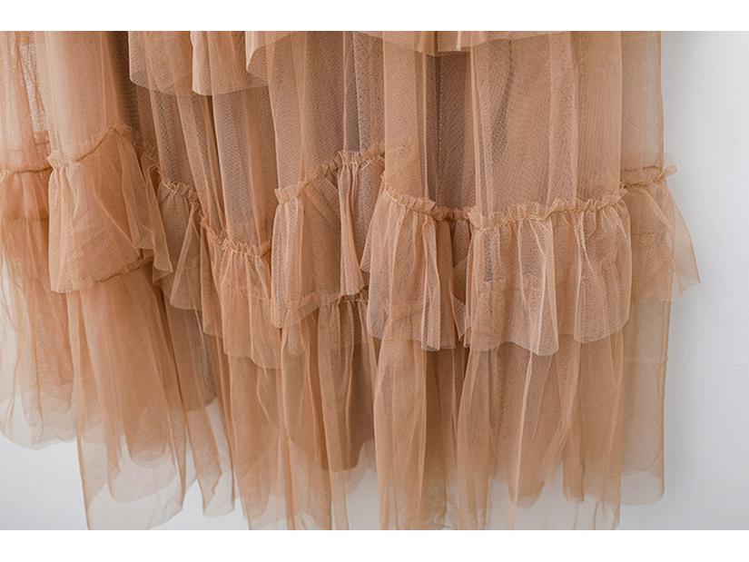 Vestido de Fada A-line em Camadas de Tule com Babados Outono/Inverno 2024 para Mulheres