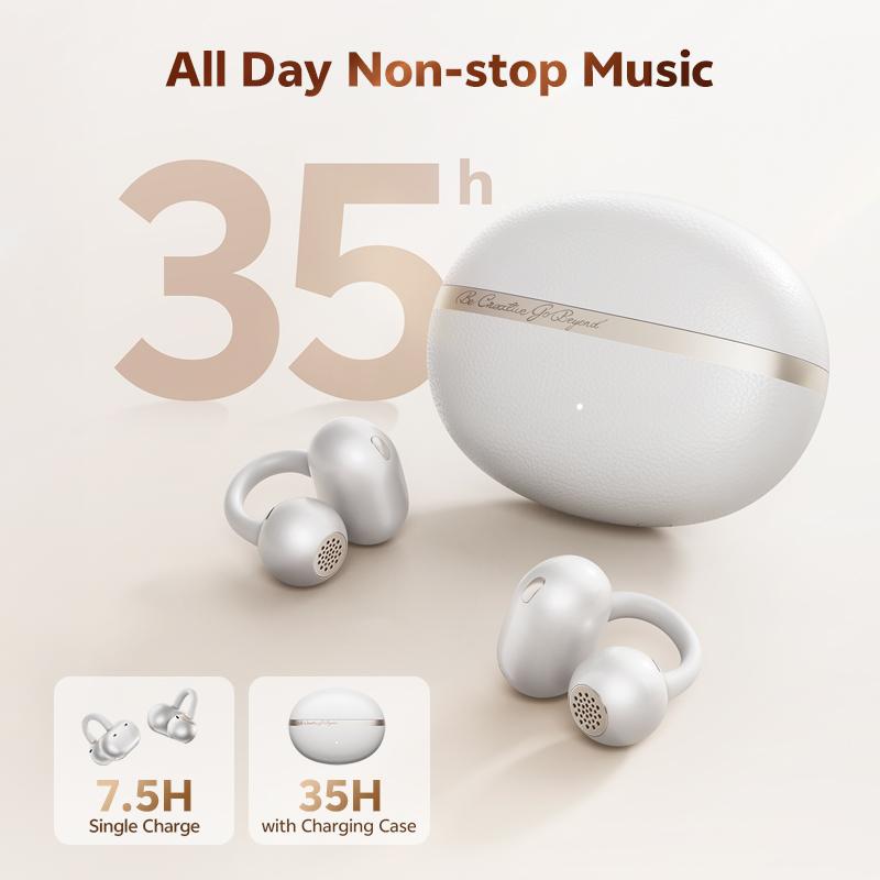 QCY Crossky C50 Open Ear Wireless Earbuds Bluetooth 6.0 Comfort Clip On Sports Earphone 4 Mic AI Clear Call Bass Boost Headphone 4