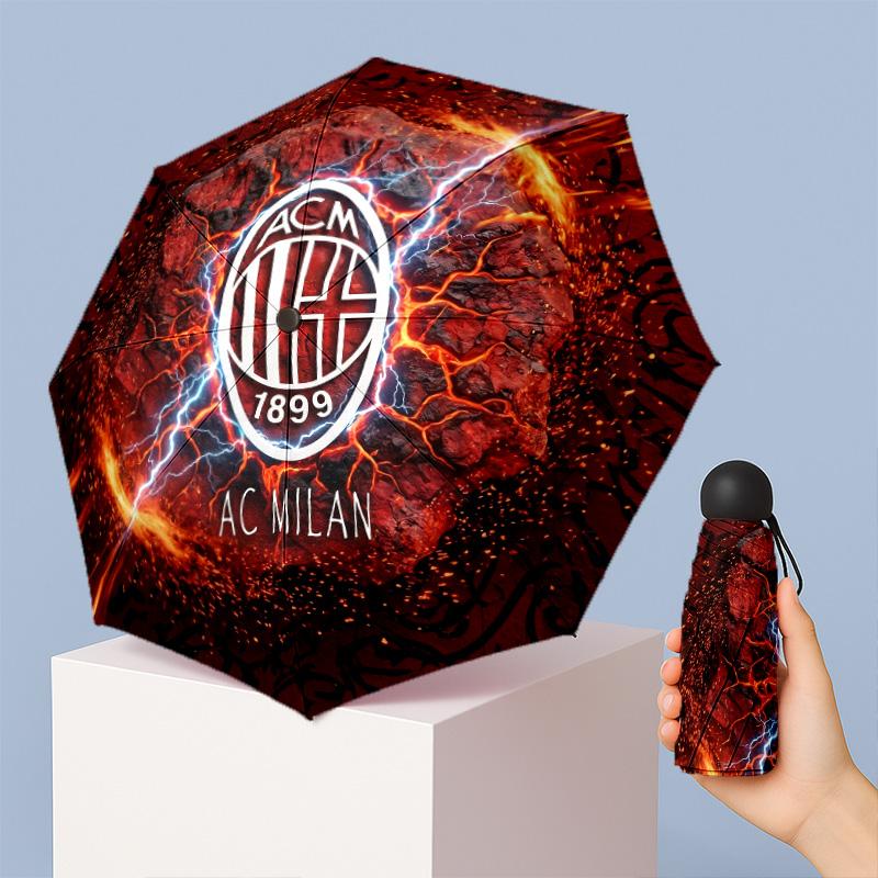 AC Milan Pattern Printed Mini 5 Folds 8 Ribs Compact Umbrella Windproof Waterproof Lightweight Portable Folding