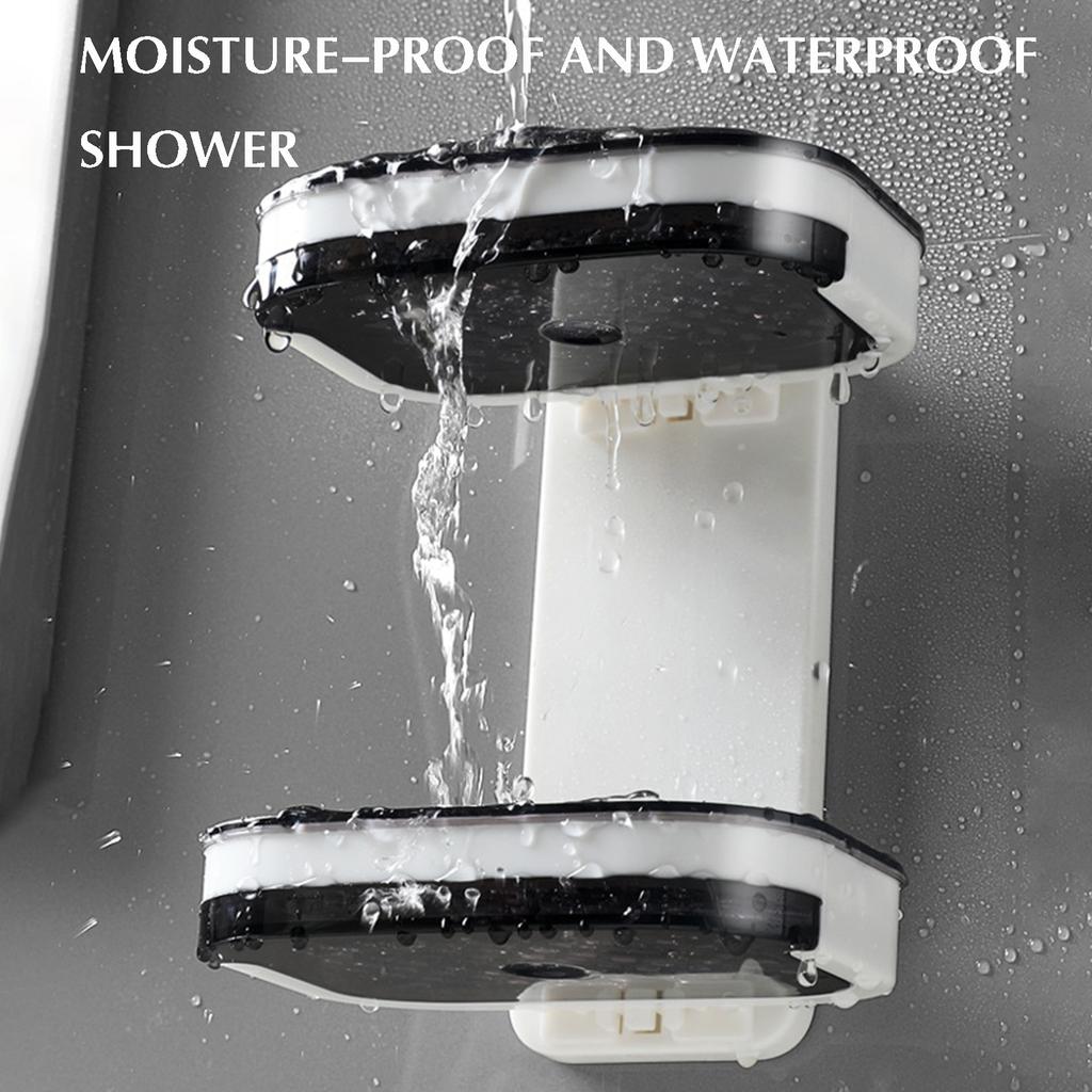 Wall Mounted Double Layer Soap Dish ABS Material No Drilling Required for Bathroom Kitchen