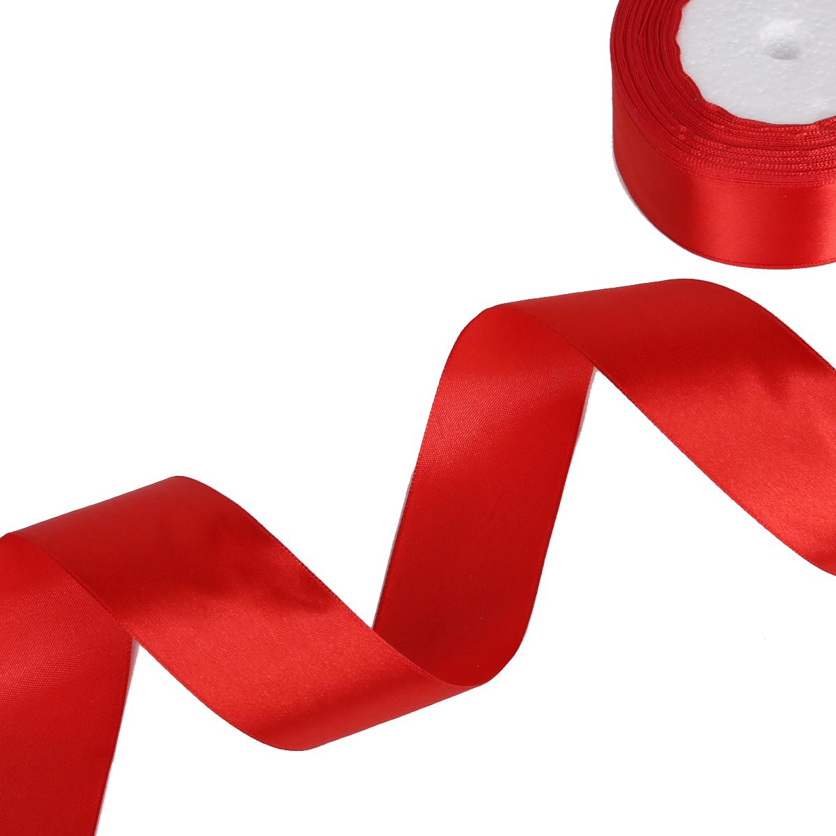 

25 ярдов атласные ленты для свадьбы, дня рождения, подарочная упаковка, рождественские принадлежности для Хэллоуина, фестиваля, ленты для рукоделия своими руками 38mm 25yards красный