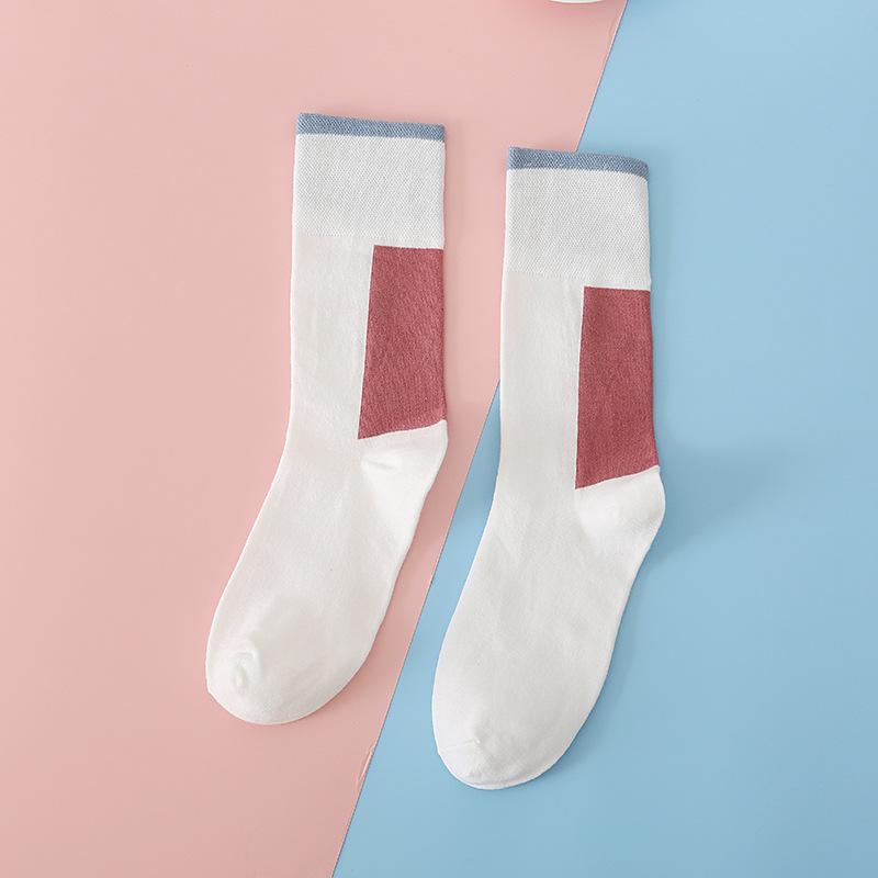 Ladies Spring and Autumn New Color Matching Cotton Versatile Breathable Tube Socks