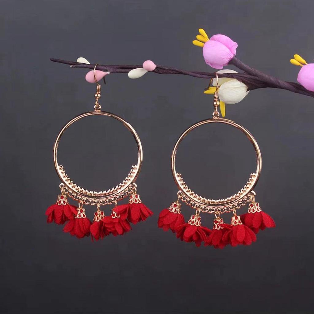 Bohemian Turquoise Owl Dream Catcher Tassel Earrings for Women