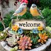 Creative Bird Welcome Sign Garden Decors Stake Handcrafted PVC Art Stake For Outdoor Festival Party Yard Decoration