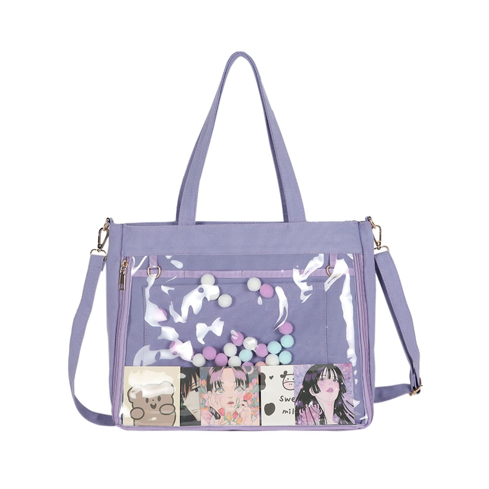 Сумка-шоппер Wowcarbazole Ita Bag, Сумка-тоут, 2-в-1, Прозрачная, Размер A4, Прозрачная сумка, Сумка через плечо, Декоративная сумка, Сумка из холста, Школьная сумка, Женская