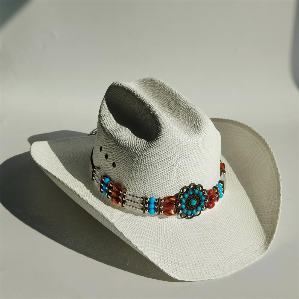 Cappello da cowboy in paglia rigida da uomo cappello da pascolo a tesa larga da donna cowboy tinta unita cappello da sole estivo confezione in scatola sombrero vaquero hombre