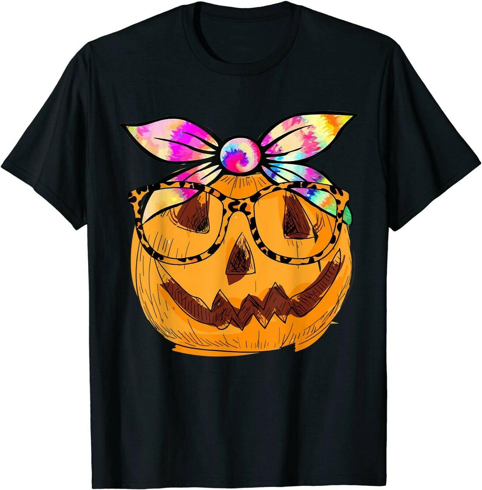 Cute Pumpkin Tie Dye Leopard Glasses Funny Halloween Pumpkin T-Shirt For Men S разноцветный