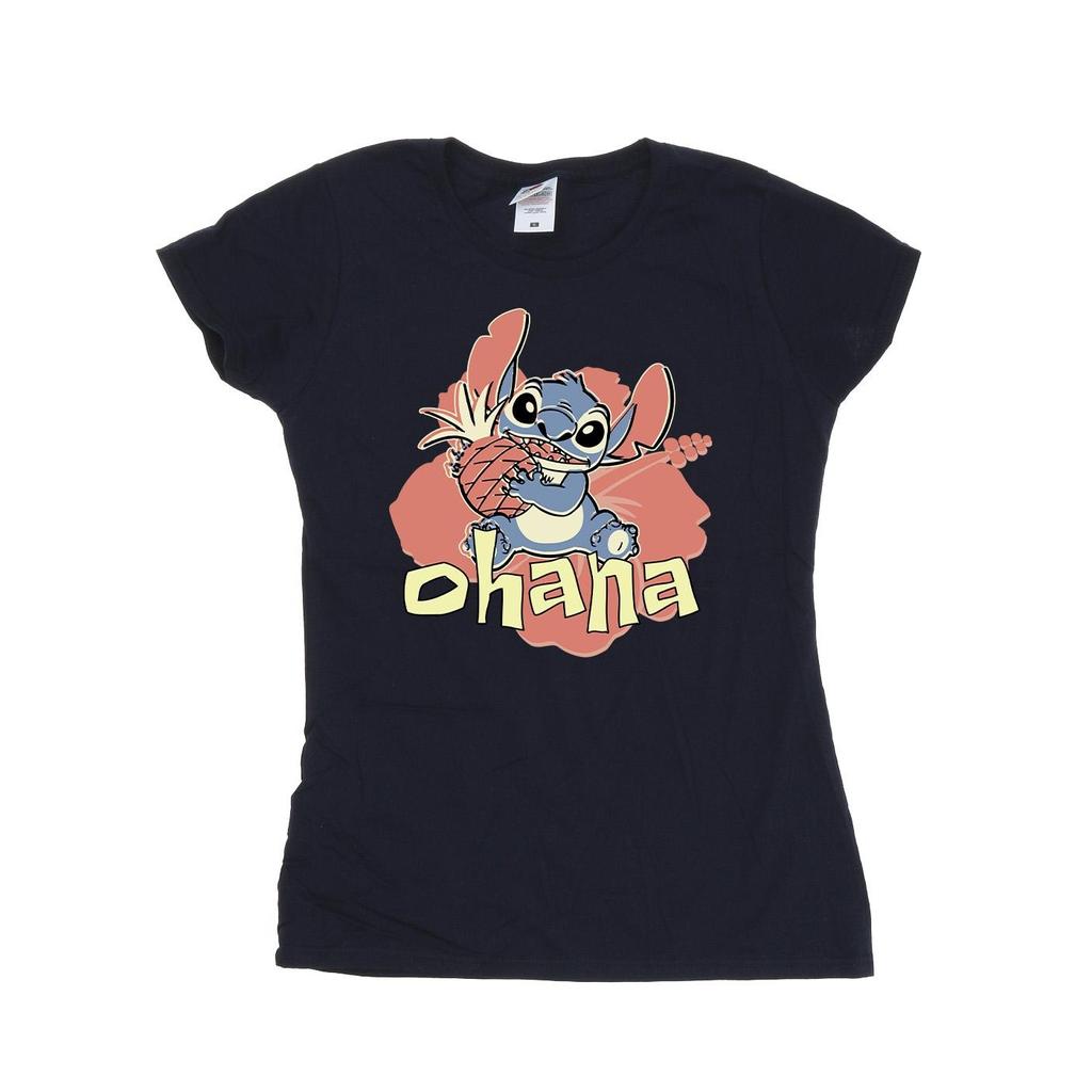 Disney Womens/Ladies Lilo And Stitch Ohana Pineapple Cotton T-Shirt