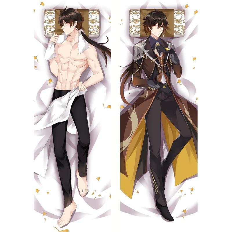 60x180cm Game Genshin Impact Zhongli Dakimakura Male Otaku Throw Hugging Body Zhong Li Pillow Case Cover Home Bedding Decorative