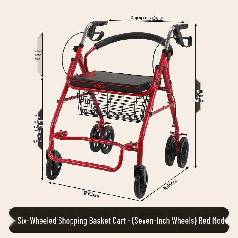 Rollator Walker with Seat & Basket for Elderly Mobility and Shopping