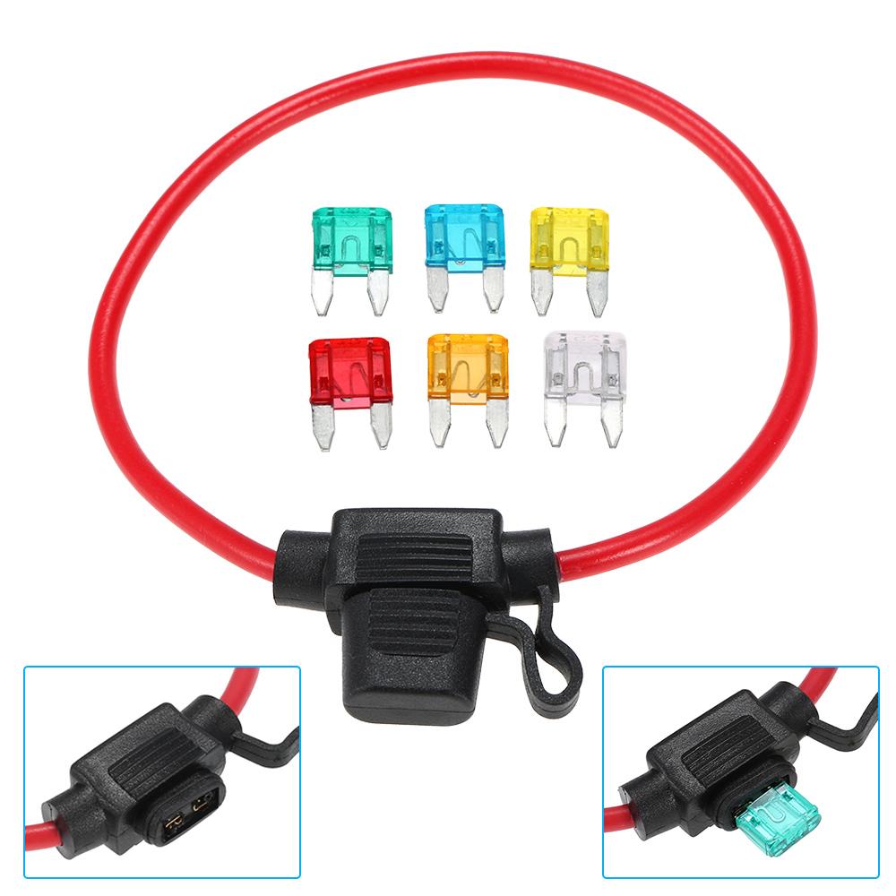12V Car Automotive In-Line Mini Blade Fuse Holder Fuses with Splashproof Casing with 6 Fuses 5A 10A 15A 20A 25A 30A Fuses4