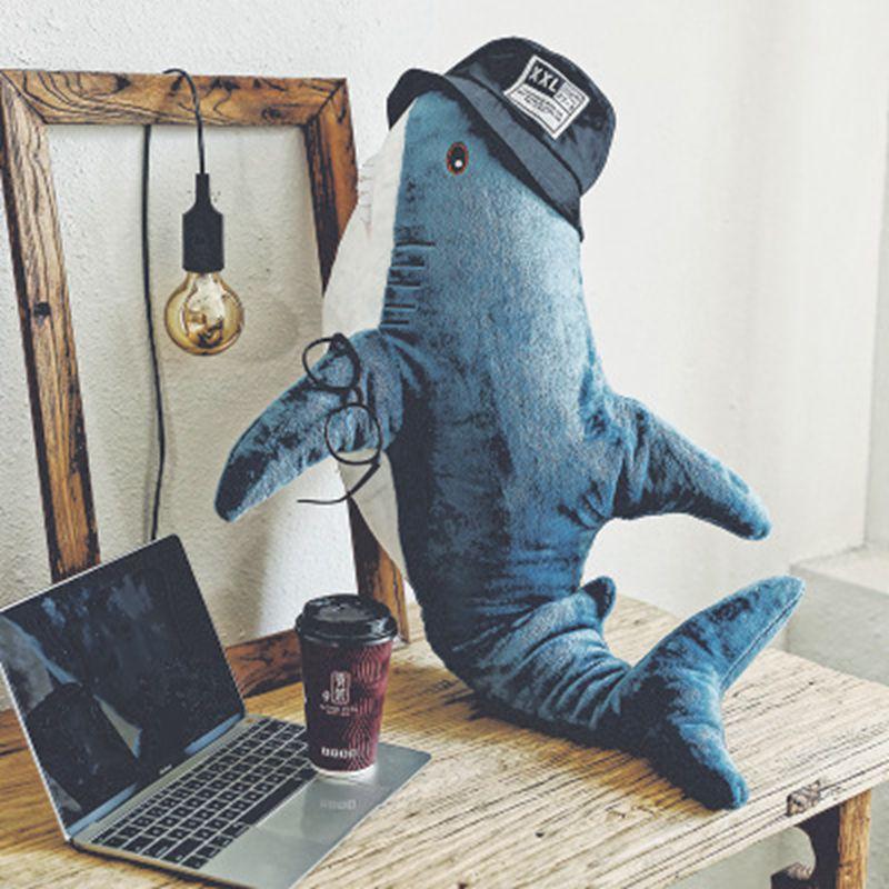140Cm Giant Big Funny Soft Bite Shark Plush Toy Stuffed Cute Animal Reading Pillow Appease Cushion Doll  Gift For Children Baby