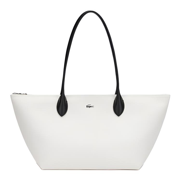 

Lacoste Fashion Versatile Zipper Closure PVC Shoulder Tote Bag Large Women bags Black White NF4826ZP-M71 Black White,Large