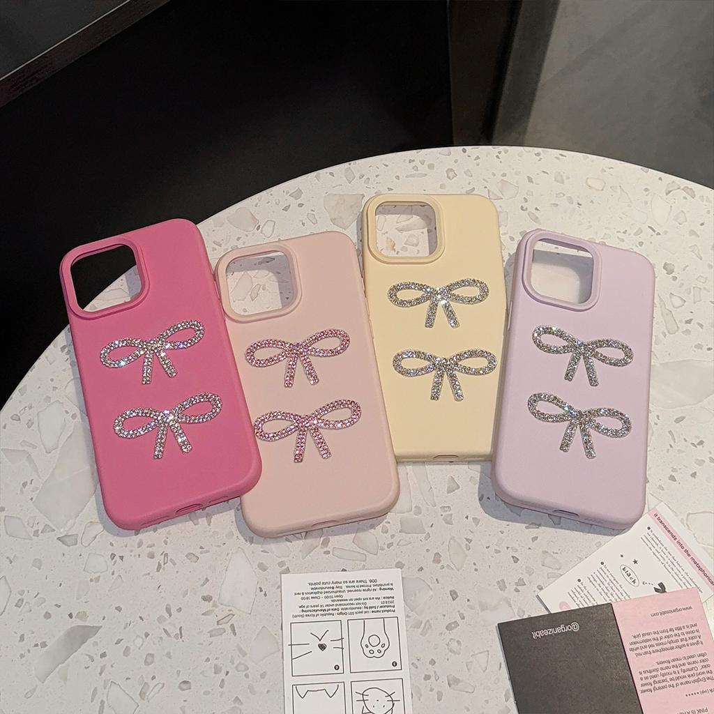 3D Sparkling Diamond Bow Phone Case17Apple16Light Luxury iphone14promax Applicable13Advanced Sense11