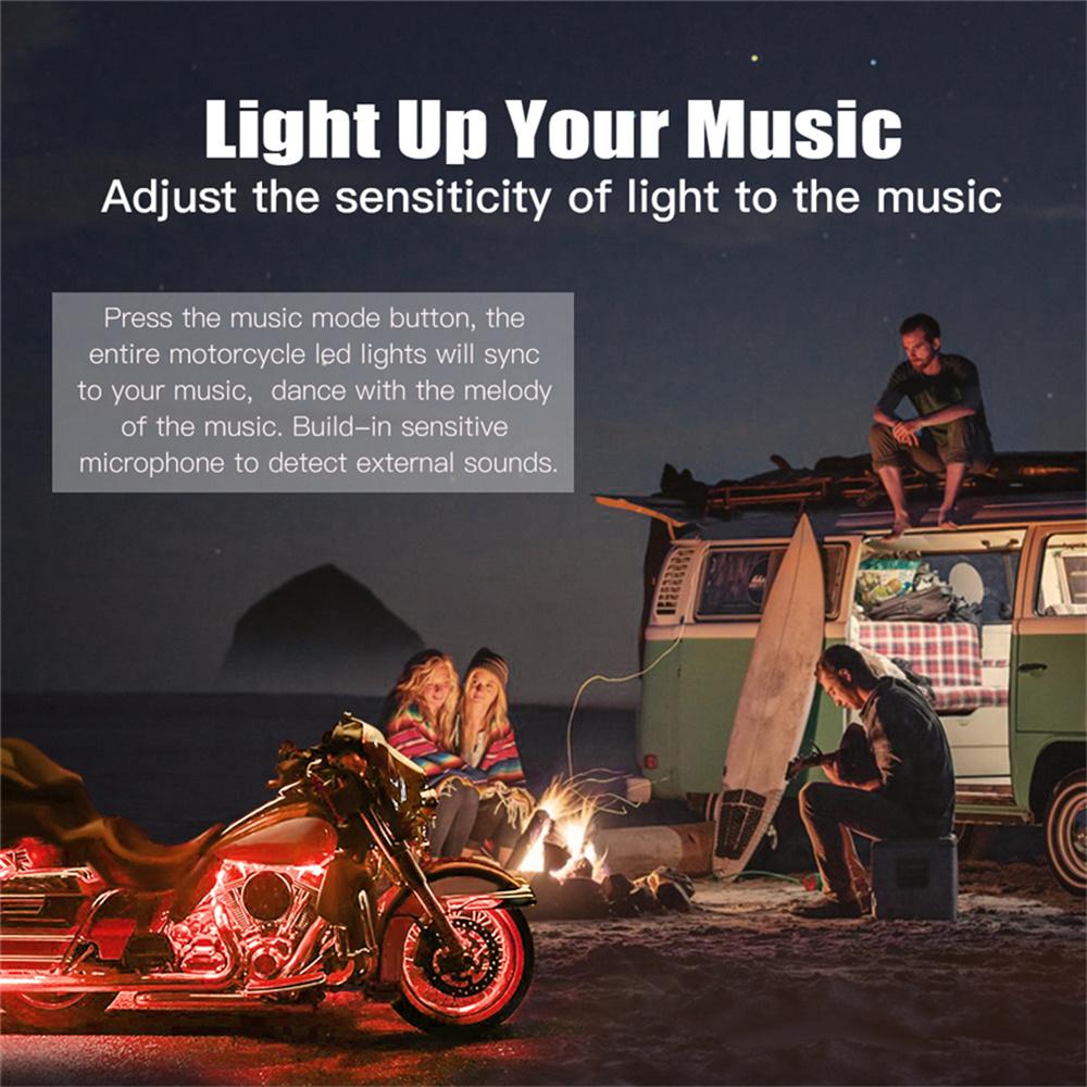 12X Motorcycle RGB APP Music Control LED Light Kit Decorative Ambient Lamp Strip