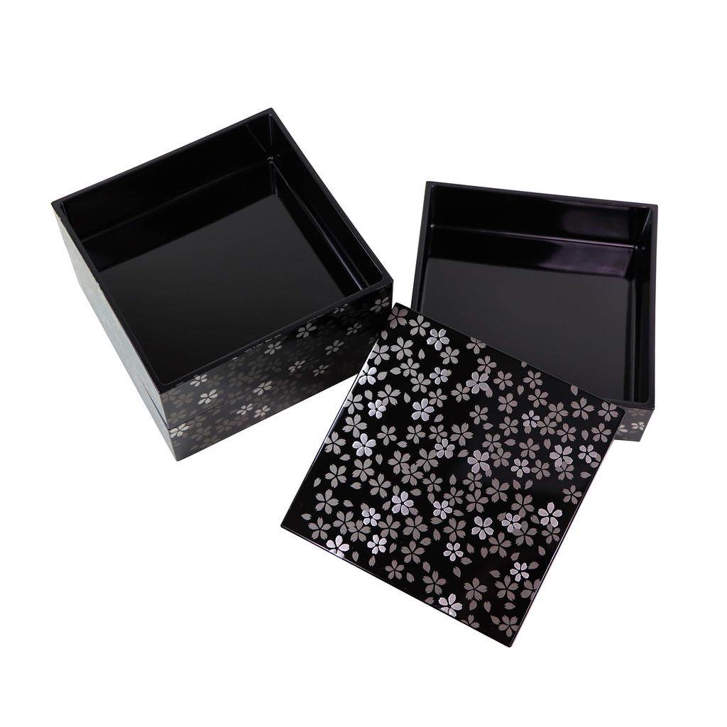 Osaka Choseido Sakurabi Black Yamanaka Lacquer Box with Original Cooler Bag Perfect for Sports Days and New Eve Meals 3-Tier (12cm) - Year's