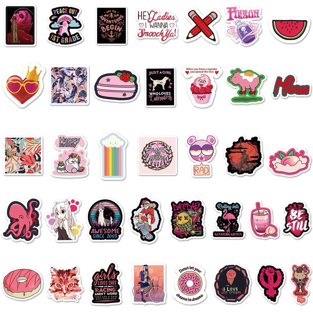 72 Cute Red Cartoon Stickers: Waterproof Decorations for Kids' Suitcases, Cars, Motorcycles & Cups