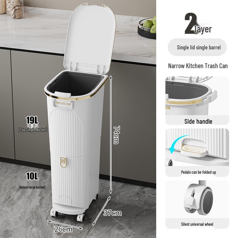 Luxusní vysoký odpadkový koš v japonském stylu s nožním pedálem pro suchý a mokrý odpad