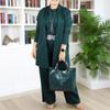 2025 European & American Fashion Women's Three-piece Set: Round Neck Tee, Short Sleeve, Long Pants, Mid-length Jacket