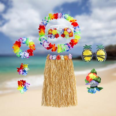 Fashion Grass Skirt Suit Festival Decoration Interesting Kids Straw Skirt Suit Photo Ornament Practical Supplies for Stage Beach