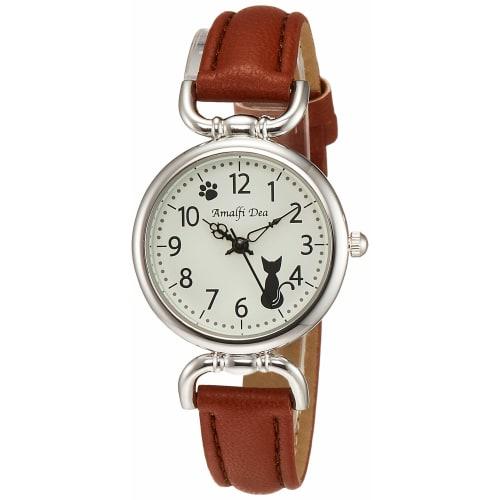 

Arias Amalfidia Analog Watch, Waterproof, Leather Strap, Cat Design, White Dial, WW20022A-158, Women s, Brown