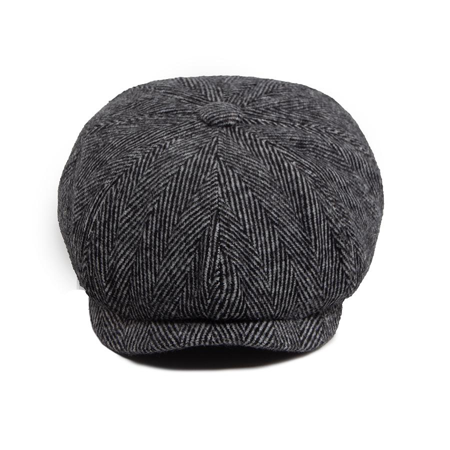 Men's Vintage Herringbone Wool Blend Newsboy Cap for Autumn/Winter