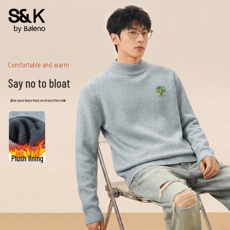 Baleno Men's Fleece Lined Thermal Mock Neck Knit Sweater
