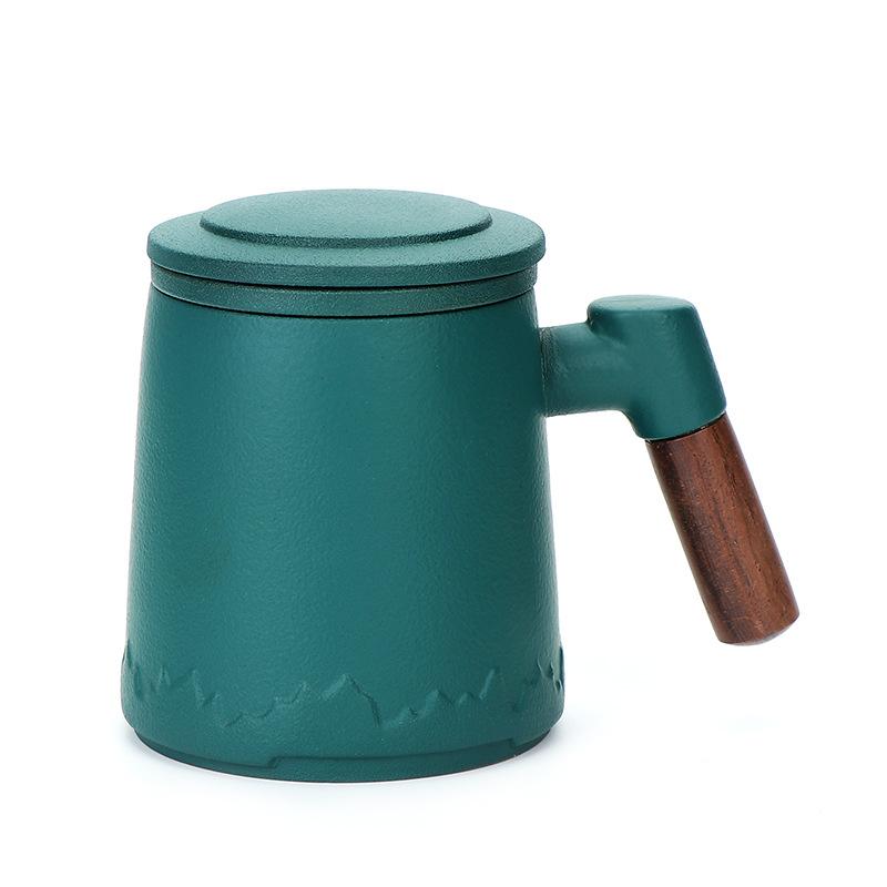 Office water cup mug with lid tea separation ceramic cup tea cup home company business gift box gift 301-400ml