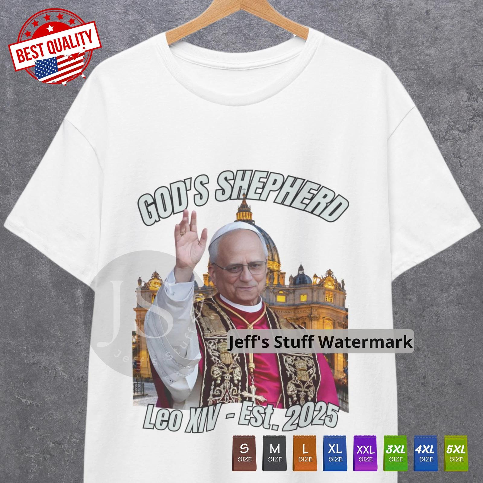 

God s Shepherd Pope LEO XIV T Shirt New Pope Christian Jesus Tee Clothing S