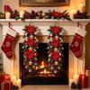 4pcs Simulated Snow Falling Artificial Pine Branch Wall Mounted Poinsettia Flower  Home Party