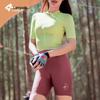 LampaDa Women's Cycling Bib Shorts with Pockets and Double EI Arrow Pad - Rainbow Shadow Design for Spring/Summer