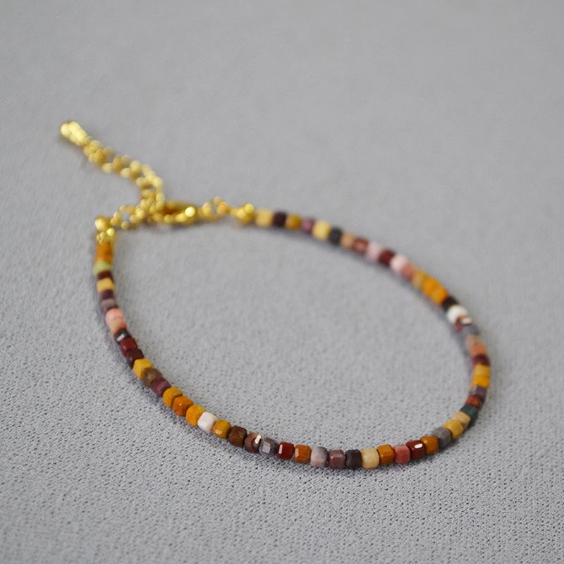 Vintage Sparkling Sugar Cube Natural Stone Layered Bracelet for Women