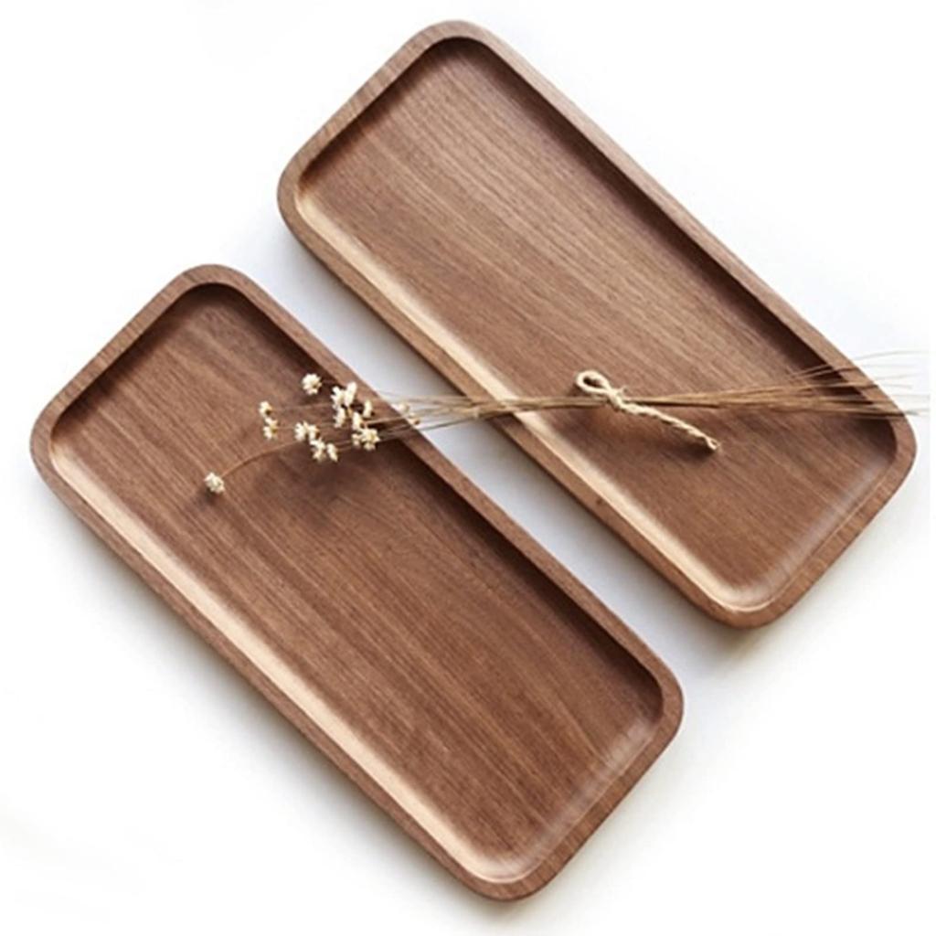 heizi Wooden Tray, Walnut, Boat-Shaped Wood Plate, Stylish Cafe Tray, Lunch Tray (30*13*2.2cm)